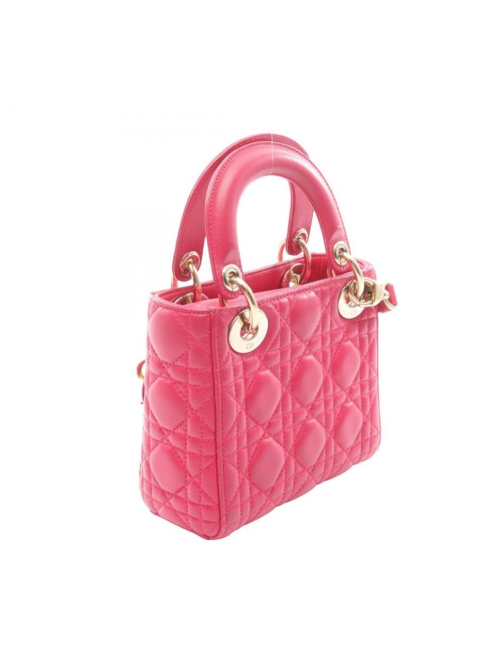 Dior Handbag Lady Dior Mini Cannage 2-Way Magenta Leather Lady Dior Tote - Picture 2 of 15